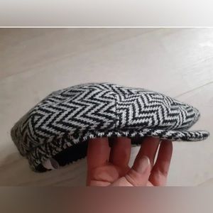 CAP HAT Newsboy S Small Black White NEW